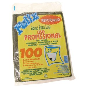 Saco De Lixo Feliz 100l Com 5 Unidades Reforçado Preto