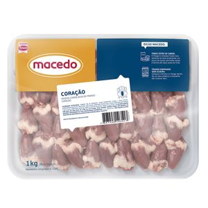 Coração De Frango Macedo 1kg Congelado Bandeja