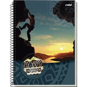 Caderno Credeal Capa Dura 10 Matérias 200 Folhas Happy