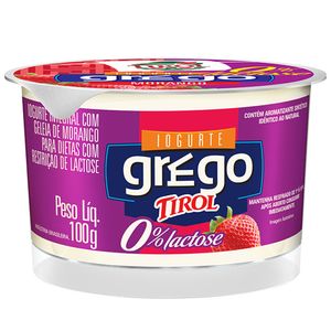 Iogurte Grego Tirol 100g Morango Sem Lactose