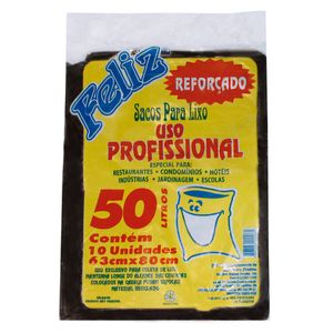 Saco De Lixo Feliz 50l Com 10 Reforçado Preto