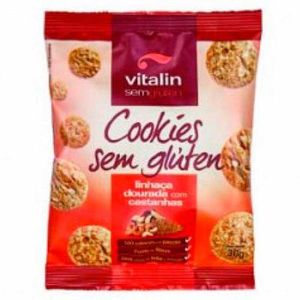 Biscoito Cookies Vitalin 30g Linhaça Dourada C/ Castanhas S/ Glúten