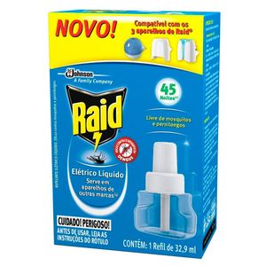 Repelente Elétrico Raid 32,9ml Refil Líquido 45 Noites