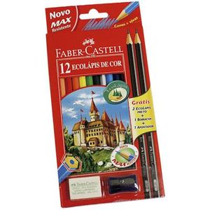 Lápis De Cor Faber-Castell Quality C/ 12 Un. + 2 Lápis + 1 Borracha + 1 Apontador