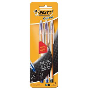 Caneta Esferog.Bic Cristal Fina C/3 2az/1pr 2989