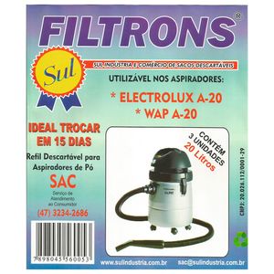 Saco P/Aspirador Filtrons Eletrolux A-20