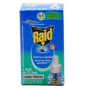 Repelente Elétrico Raid 32,9ml 45 Noites Refil Eucalipto