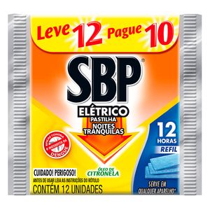 Pastilha Sbp Leve 12 Pague 10 Un. Refil Eletrico Citronela