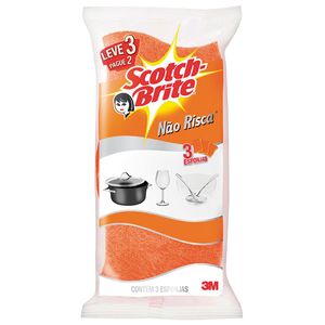 Esponja Scotch Brite Não Risca Laranja Com 3 Unidades