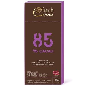 Chocolate Espirito Cacau 80g 85% S.G/L
