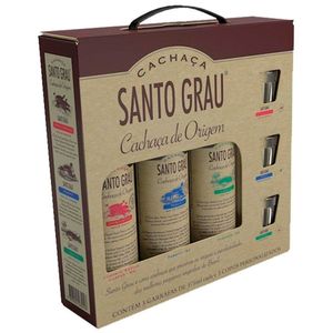 Kit Cachaca Santo Grau C/3+3 Copos Clas.