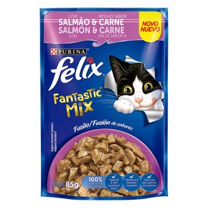 Ração Para Gato Felix Fantastic Mix Salmão E Carne 85g