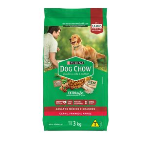 Alimento Cao Dog Chow 3kg Ad.Car/Fgo/Ar