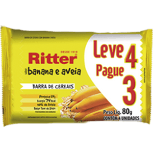 Barra Cereal Ritter 80g Ban/Aveia L4p3