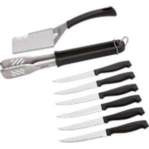 Kit Churrasco Wiltshire Preta/Prata 8pcs
