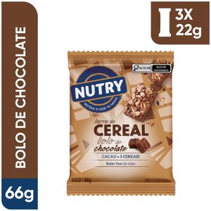 Barra De Cereal Nutry C/ 3 Un. Bolo Chocolate Light