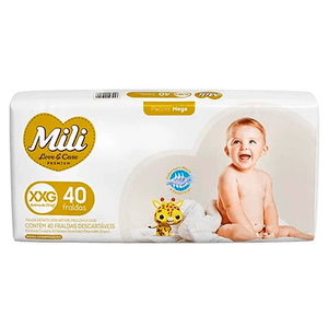 Fralda Mili Love E Care Premium Xxg Com 40 Unidades Pacote Mega