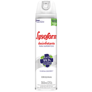 Desinfetante Aerossol Superfícies Original Lysoform Frasco 360ml Spray