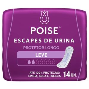 Absorvente Sem Abas Para Escapes de Urina Poise Protetor Longo Pacote 14 Unidades