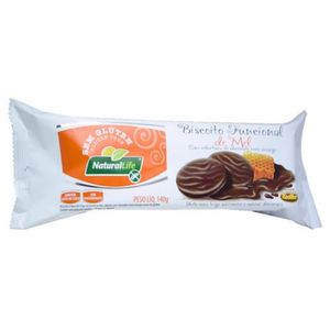 Biscoito Funcional de Mel com Cobertura de Chocolate Natural Life 140g Sem Glúten