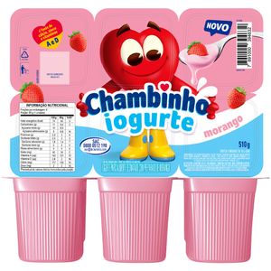 Iogurte Parcialmente Desnatado Morango Chambinho Bandeja 510g 6 Unidades