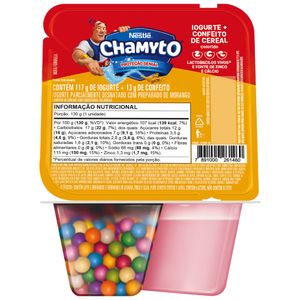 Iogurte Parcialmente Desnatado Morango com Confeito de Cereal Colorido Chamyto Bandeja 130g