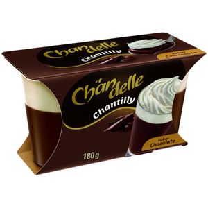 Sobremesa Láctea com Chantilly Chocolate Chandelle Bandeja 180g 2 Unidades