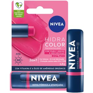 NIVEA Hidratante Labial Hidra Color 2 em 1 Rosa Pink 4,8g