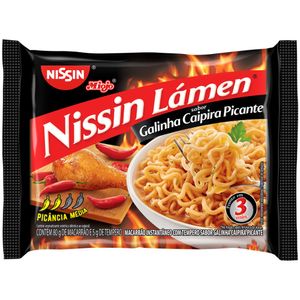 Macarrão Instantâneo Lámen Galinha Caipira Picante Nissin Miojo Pacote 85g