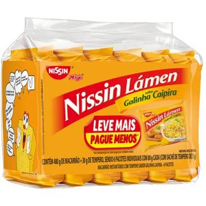 Pack Macarrão Instantâneo Lámen Galinha Caipira Nissin Miojo Pacote 510g 6 Unidades Leve Mais Pague Menos