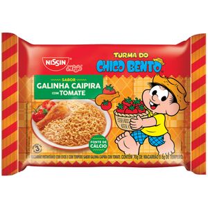 Macarrão Instantâneo Lámen Galinha Caipira Com Tomate Turma do Chico Bento Nissin Miojo Pacote 75g