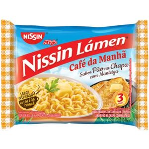 Macarrão Instantâneo Lámen Pão na Chapa com Manteiga Nissin Miojo Café da Manhã Pacote 85g