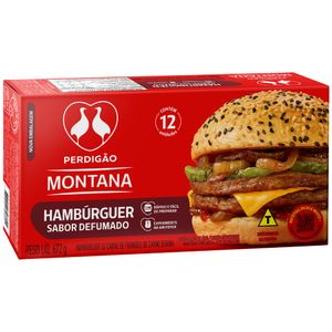 Hambúrguer de Carne de Frango e Bovina Defumado Perdigão Montana Caixa 672g 12 Unidades