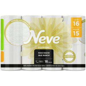 Papel Higiênico Supreme Neve 20m Leve 16 Pague 15  Folha Tripla