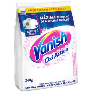 Tira-Manchas Pó Roupas Brancas Vanish Oxi Action Crystal White Pacote 240g Refil Econômico