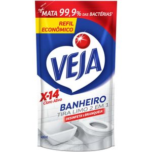Desinfetante Banheiro Tira-Limo Veja X-14 Sachê 400ml Refil Econômico