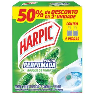 Neutralizador de Odores Pedra Perfumada Pinho Harpic 2 Unidades Grátis 50% de Desconto na 2ª Unidade