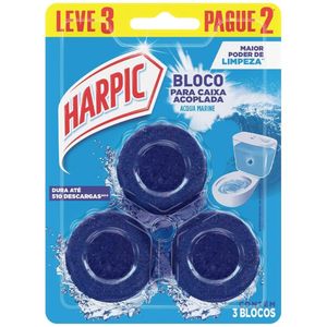 Detergente Sanitário Bloco para Caixa Acoplada Acqua Marine Harpic Leve 3 Pague 2 Unidades