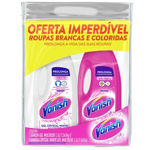 Kit Tira-Manchas Líquido Roupas Brancas Crystal White + Coloridas Vanish 1,5l Cada