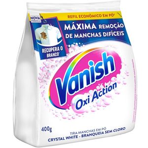 Tira-Manchas Pó Vanish Oxi Action Crystal White Pacote 400g Refil Econômico