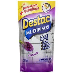 Limpador Multipisos Diluível Lavanda Destac Sachê 500ml Refil Embalagem Econômica