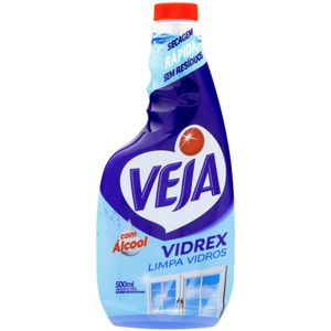Limpa-Vidro Líquido com Álcool Veja Vidrex Frasco 500ml Refil