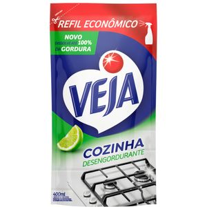 Limpador Desengordurante Cozinha Limão Veja Sachê 400ml Refil Econômico