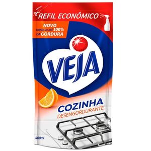 Limpador Desengordurante Cozinha Laranja Veja Sachê 400ml Refil Econômico