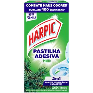 Detergente Sanitário Pastilha Adesiva Pinho Harpic 3 Unidades