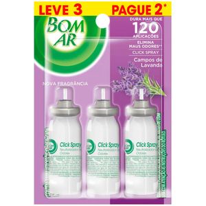 Neutralizador de Odores Campos de Lavanda Click Spray Bom Ar Blister 12ml Cada Refil Leve 3 Pague 2 Unidades