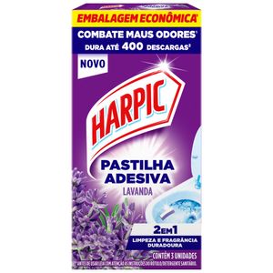 Detergente Sanitário Pastilha Adesiva Lavanda Harpic 3 Unidades Embalagem Econômica
