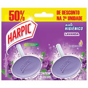 Detergente Sanitário Bloco Lavanda Harpic 2 Unidades Grátis 50% de Desconto na 2ª Unidade