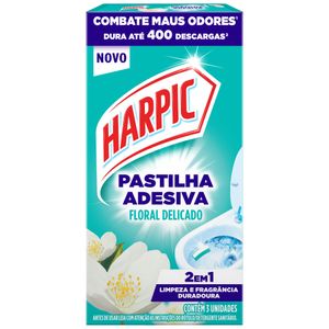 Detergente Sanitário Pastilha Adesiva Floral Delicado Harpic 3 Unidades