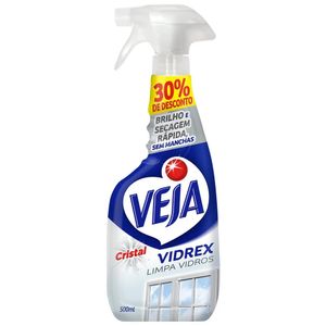 Limpa-Vidro Cristal Veja Vidrex Frasco 500ml Borrifador Grátis 30% de Desconto